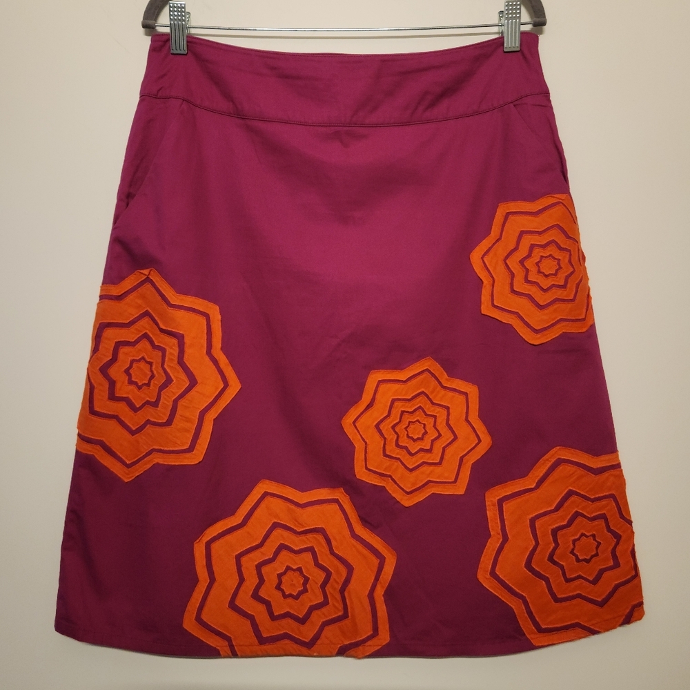 Boden A-Line Skirt in Purple with Orange Accents